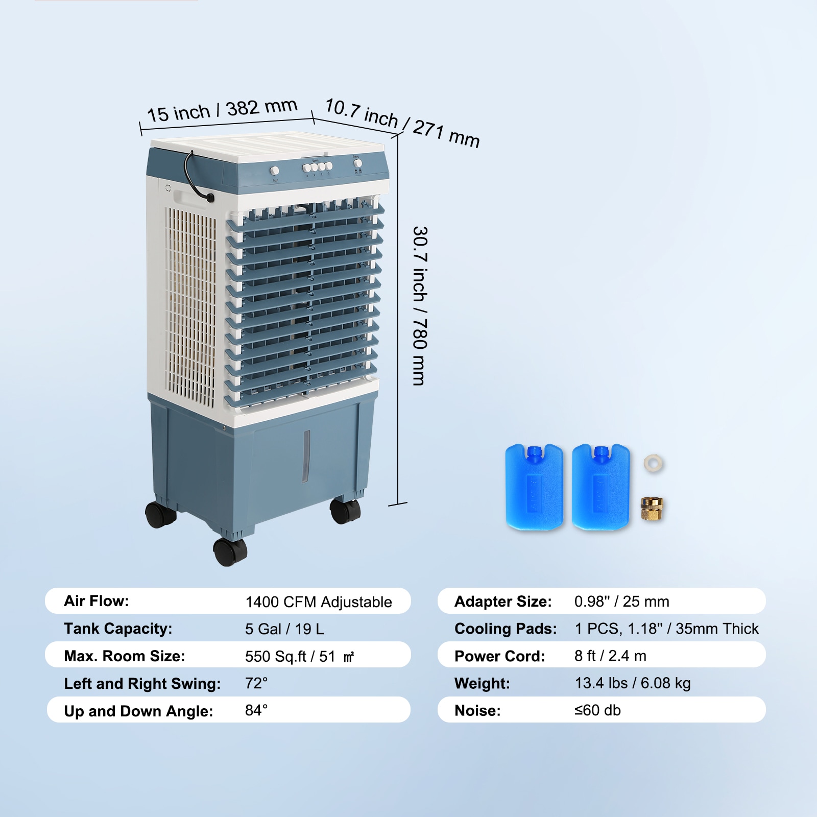Evaporative Air Cooler Portable Oscillating Cooler For Home Use_voghion.com